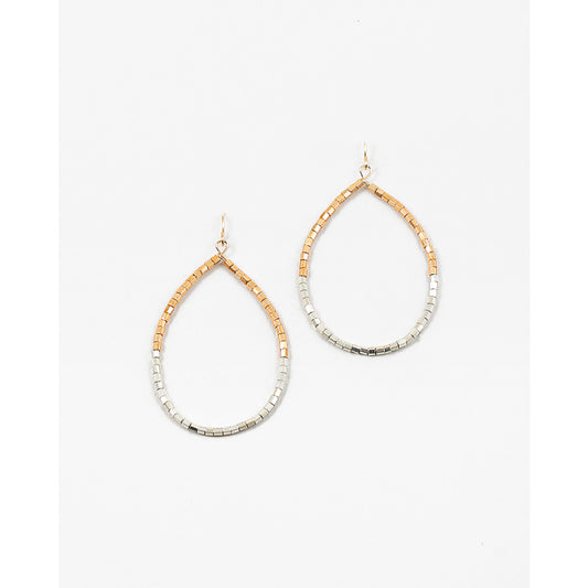 Silver/Gold Beaded Teardrop Earrings