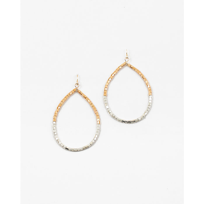 Silver/Gold Beaded Teardrop Earrings