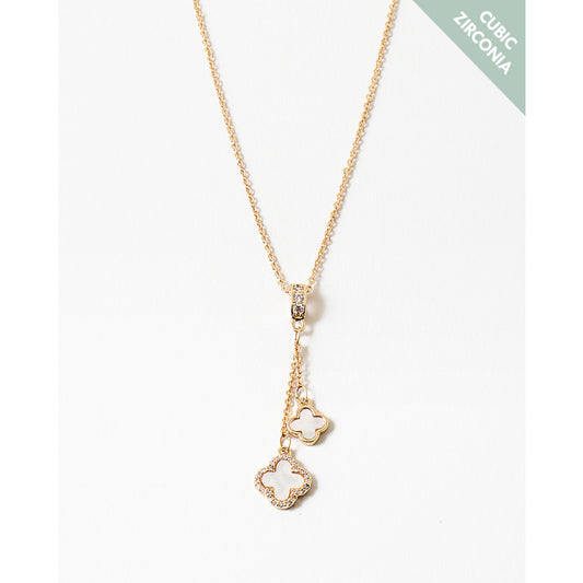 Clover Mother-of-Pearl Drop Necklace