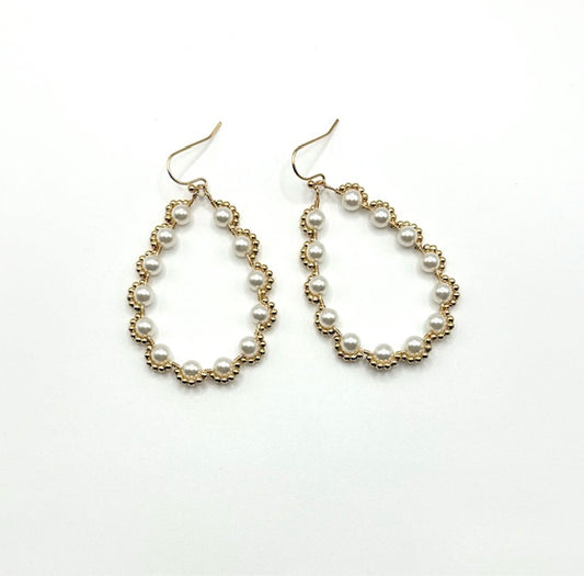 Gold and Pearl Teardrop earrings