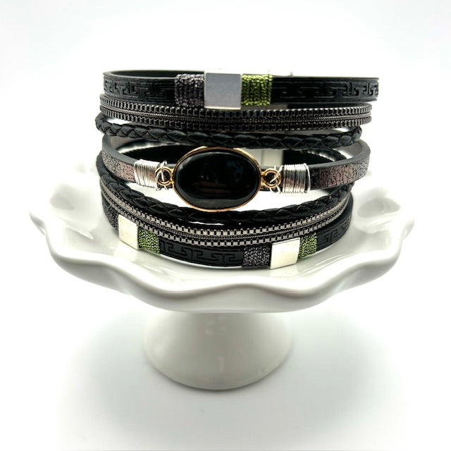 Black Leatherette Bracelet