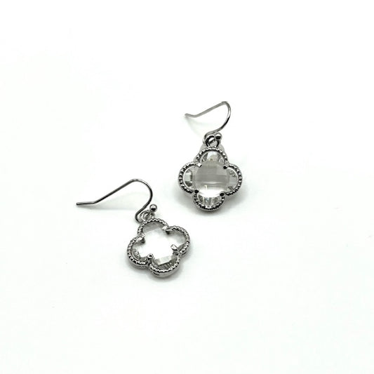 Faceted Clear Clover Earrings