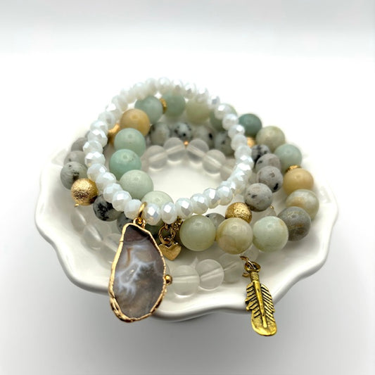 Natural Stone Stackable Strech Bracelets