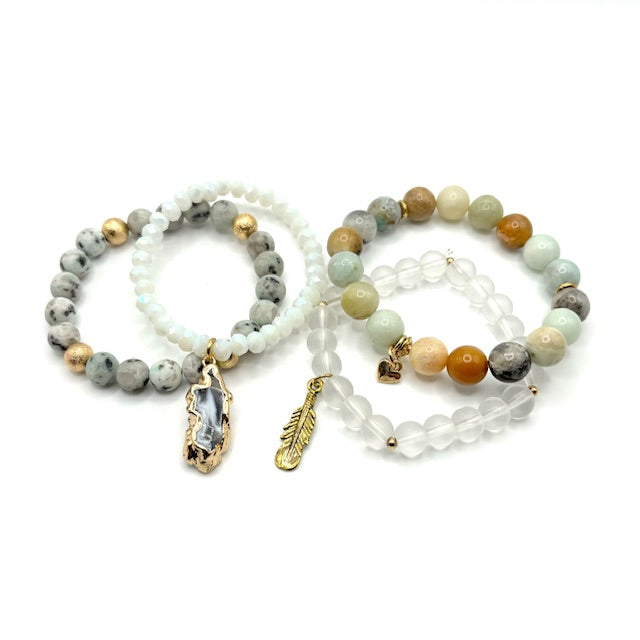 Natural Stone Stackable Strech Bracelets