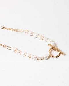 Gold and Pearl Toggle Necklace